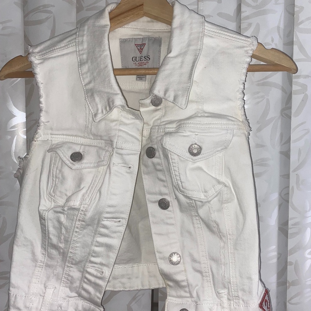 Guess White Denim Vest